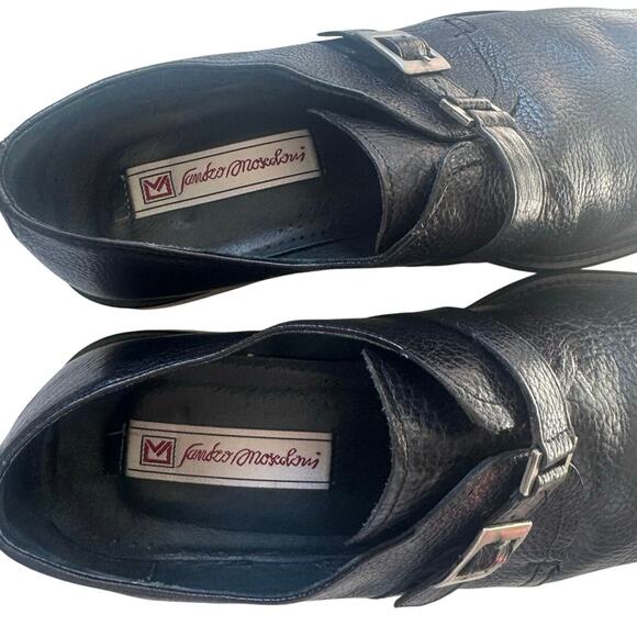 Sandro Moscoloni Leather Single Monk Strap Dress Shoes In Black Size 11 - Picture 5 of 9